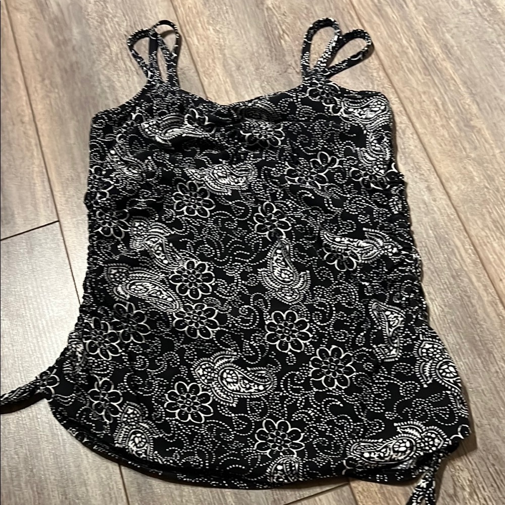 Black Ruched Sleeveless Camisole